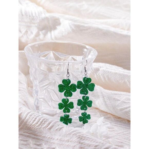 COPY - St. Patricks Day Shamrock Beer Cup Drop Earrings - Picture 2 of 4